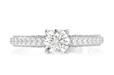 Cathedral 3 Sides Engagement Ring 14k   