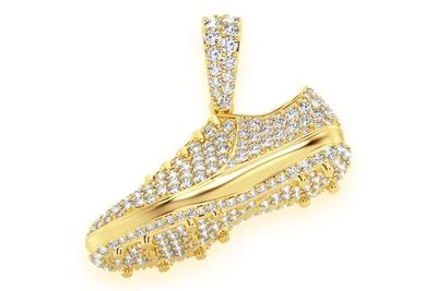 Soccer Futbol Cleat Diamond Pendant 14k Solid Gold 1.33ctw