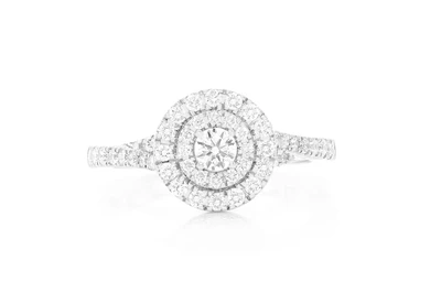 0.75ctw Round Double Halo - Diamond Engagement Ring - All Natural