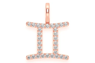Gemini Zodiac Pendant 14k   
