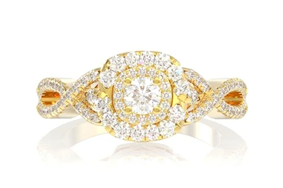Halo Cross Over Ring 14k   
