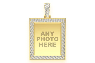 Rectangular Picture Diamond Pendant 14k Solid Gold 2.85ctw