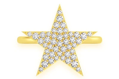 5 Point Star Ring 14k Solid Gold 0.35ctw 