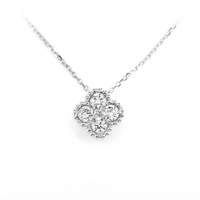 Beaded Clover Pendant 14k   