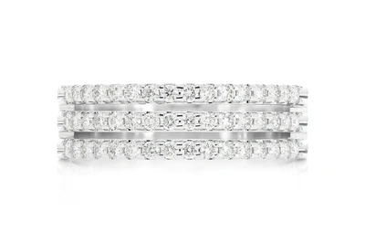 Three Row Split Diamond Band 14k Solid Gold 0.50ctw