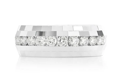 Faceted Channel Diamond Band 14k Solid Gold 1.00ctw