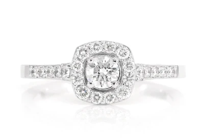 Round Halo Cathedral Diamond Ring 14k Solid Gold 0.62ctw