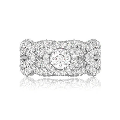 Round Halo Wide Twisted Shank Diamond Engagement Ring- All Natural - 1.85ctw