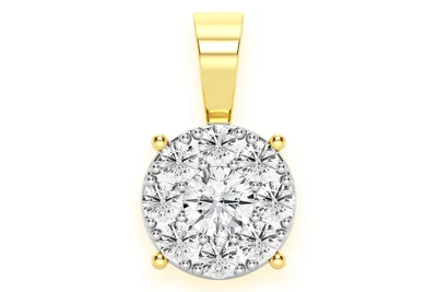 Mosaic Diamond Pendant 14k Solid Gold 1.00ctw