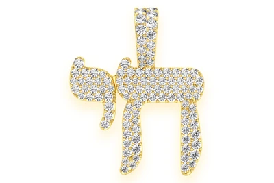 Chai Hebrew Diamond Pendant 14k Solid Gold .75ctw
