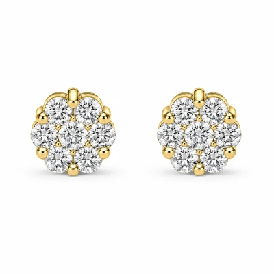 Flower Stud Earrings 14k   0.75ctw