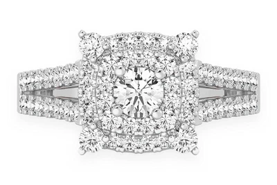 1.00ctw Round & Kite Halo - Diamond Engagement Ring - All Natural