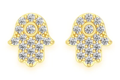Small Hamsa Stud Earrings 14k   0.20ctw