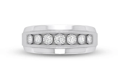 7 Stone Miracle Set Diamond Band 14k Solid Gold 0.33ctw