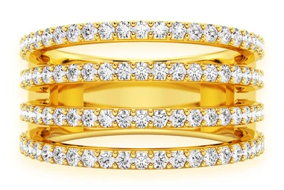 Four Row Split Diamond Ring 14k Solid Gold 1.00ctw