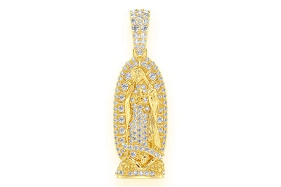 Virgin De Guadalupe Diamond Pendant 14k Solid Gold 0.65ctw