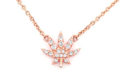 送税込【King Ice】GRANDMASTER CANNABIS LEAF NECKLACE☆国内発 Icebox - Cannabis Leaf Double Layer Diamond Pendant 14k