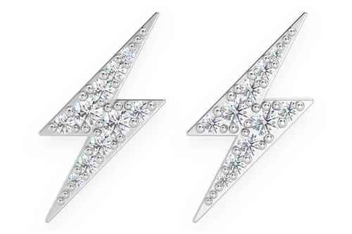 Icebox - Lightning Bolt Stud Diamond Earrings 14k Solid Gold 0.25ctw