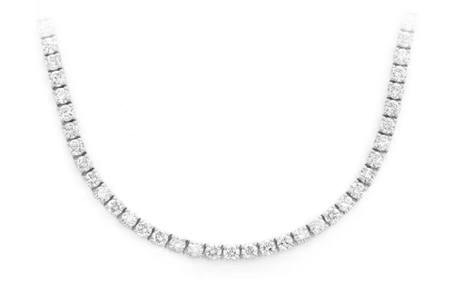 Icebox - 5pt Prong Set Diamond Tennis Necklace 14k Solid Gold 11.00ctw