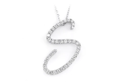 Any Letter Script Initial Diamond Letter Necklace 14k Solid Icebox