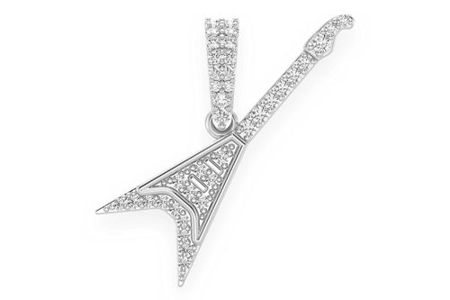アクセサリー CDL EternityPierce Icebox - Flying V Guitar Diamond Pendant 14k Solid Gold 0.15ctw