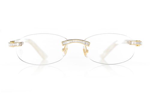 Icebox - Cartier Glasses Iced Out Diamonds Rimless - 1.62ctw 