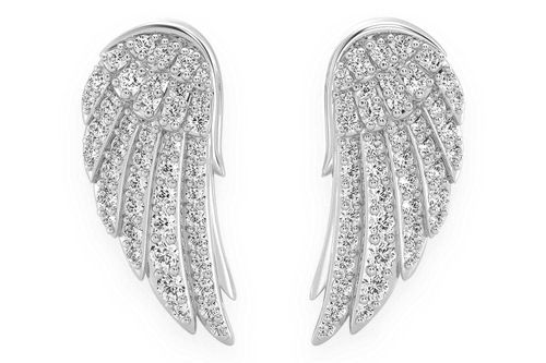ピアス wing bling 14k post teria x cubic earrings Icebox - Angel Wing Stud Diamond Earrings 14k Solid Gold 0.50ctw