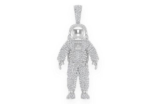 Icebox - Astronaut Space Diamond Pendant 14k Solid Gold 4.25ctw
