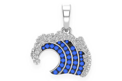 直営店に限定 - Icebox Blue 0.75ctw Gold Solid 14k Pendant Diamond Wave Ocean 携帯電話・スマートフォンアクセサリ