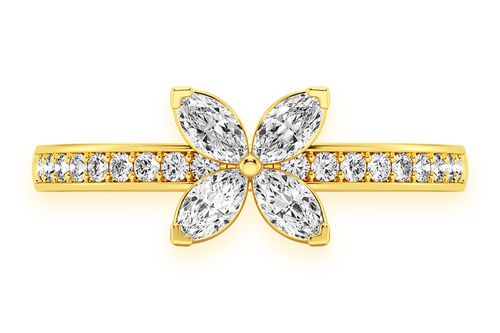 アイブロウ MENARD/MaketurePalette EleganceSelection Icebox - Marquise Flower Diamond Ring 14k Solid Gold 0.35ctw
