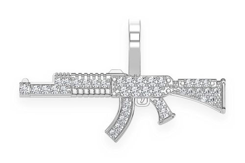 Icebox - Ak47 Diamond Pendant 14k Solid Gold 0.15ctw