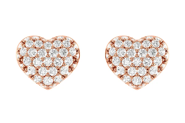 Bubbly Diamond Heart Stud Earrings 14k Solid Gold 0.20ctw 