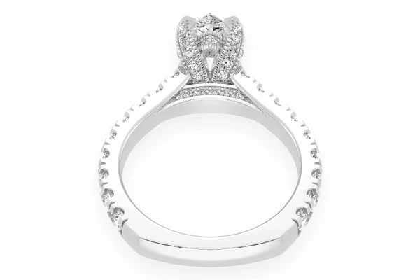 Thinn - 1.50ct Pear Solitaire - Single Row Scallop - Diamond Engagement Ring - All Natural