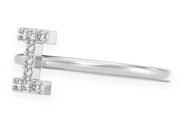 Alphabet Any Letter Diamond Ring 14k Solid Gold 0.05ctw