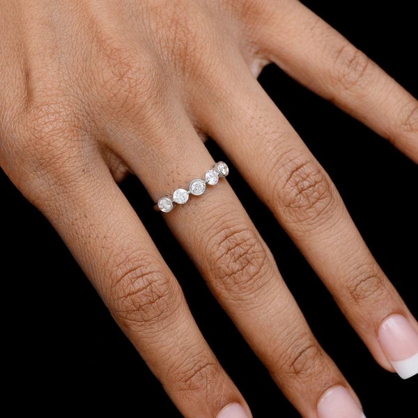 Dual Setting Round Diamond Band Ring 14k Solid Gold 0.55ctw 