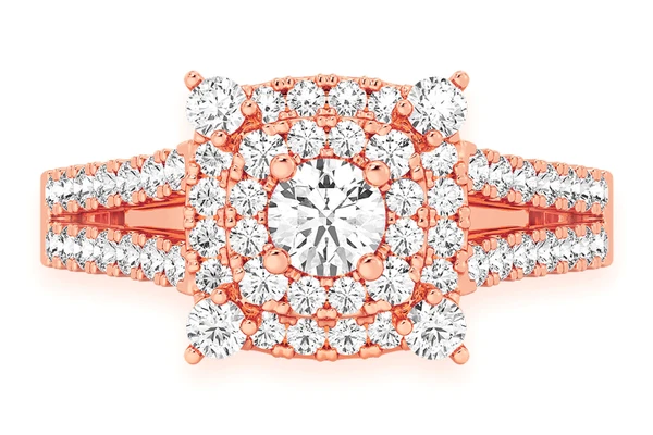 1.00ctw Round & Kite Halo - Diamond Engagement Ring - All Natural