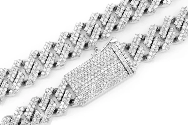 13MM Raised Miami Cuban Diamond Necklace 14k Solid Gold 28.25ctw