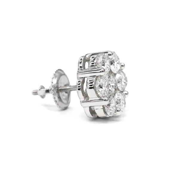 Flower Stud Earrings 14k   4.00ctw