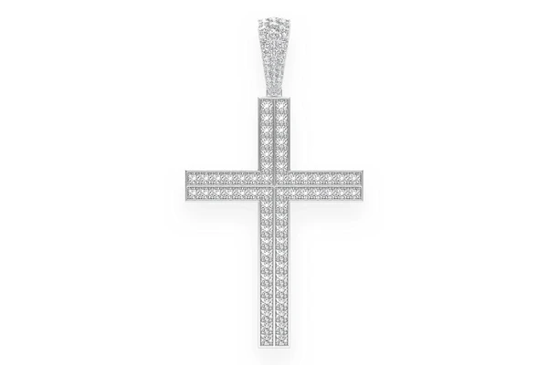 Straight Accent Cross Diamond Pendant 14k Solid Gold 5.50ctw