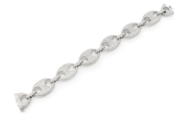 18MM Mariner Link Diamond Bracelet 14k Solid Gold 14.00ctw