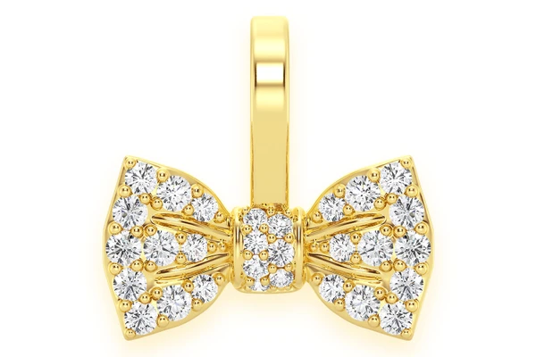 Bowtie Diamond Pendant 14k Solid Gold 0.20ctw