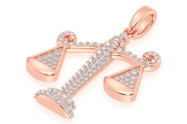 Balance Libra Scale Diamond Pendant 14k Solid Gold 0.66ctw