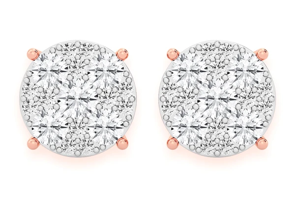 4.00ctw Mosaic Stud Diamond Earrings 14k Solid Gold