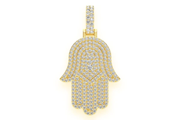 Hamsa Diamond Pendant 14k Solid Gold 3.75ctw