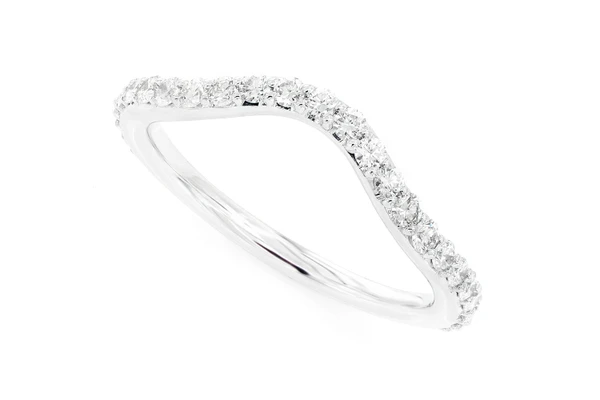 Pitch B Curved Diamond Band 14k Solid Gold 0.40ctw