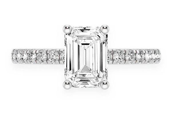 Thinn - 1.00ct Emerald Solitaire Cut One Row Under Halo Diamond Ring 14k Solid Gold