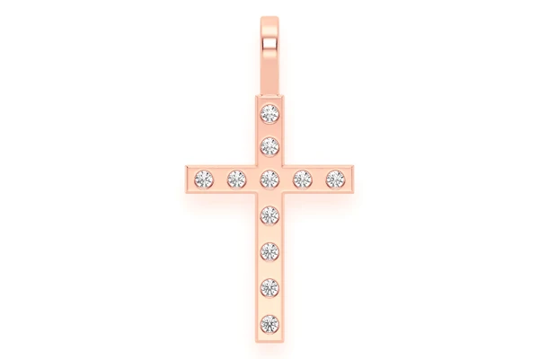 Cross Diamond Pendant 14k Solid Gold 0.35ctw