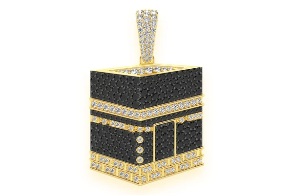 Kaaba Black & White Diamond Pendant 14k Solid Gold 2.60ctw