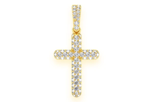 Bubbly Cross Diamond Pendant 14k Solid Gold 0.50ctw