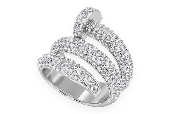 Nail Wrap Diamond Ring 14k Solid Gold 3.00ctw